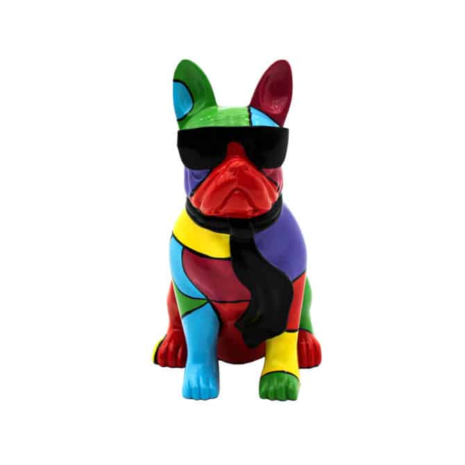 Figura decorativa Bulldog Francés Tamaño XS Kuatéh Pierre de Poliresina 19x27x37 cm Multicolor