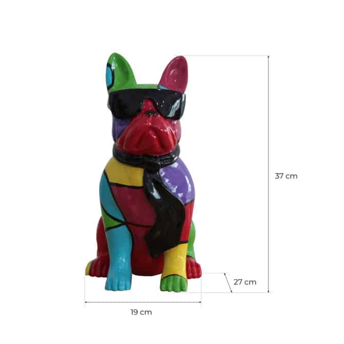 Figura decorativa Bulldog Francés Tamaño XS Kuatéh Pierre de Poliresina 19x27x37 cm Multicolor - Imagen 4