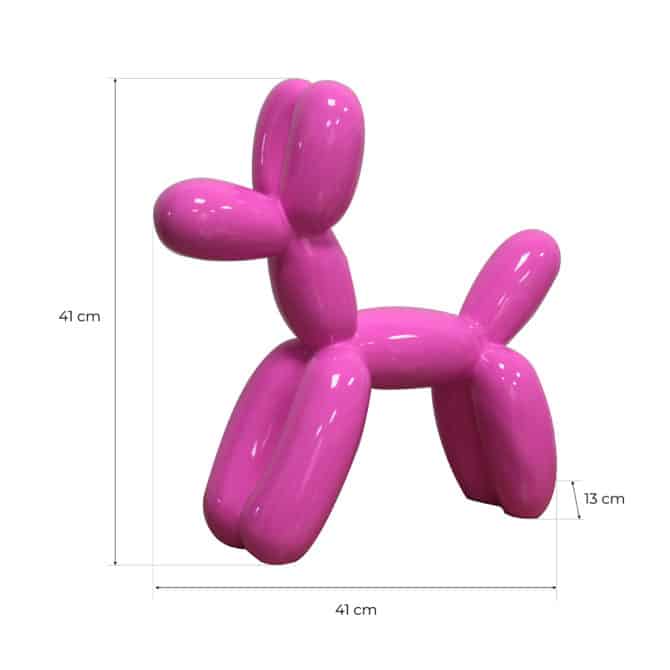 Figura Decorativa de Perro Simulando un Globo Tamaño XS Kuatéh de Poliresina 41x13x41 cm Color Rosa - Imagen 4