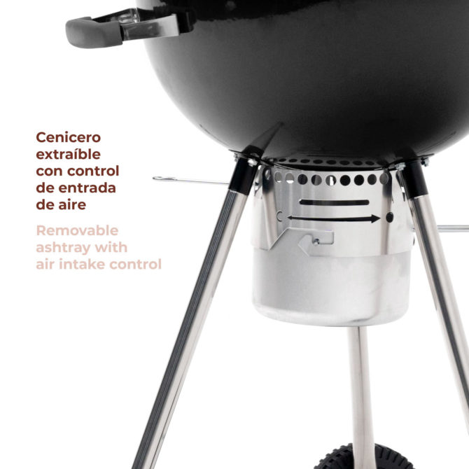 Barbacoa de Carbón Portátil con Ruedas Kekai Yellowstone 58x47x100 cm Redonda con Tapa y Encendedor Esmaltado en Negro - Imagen 5