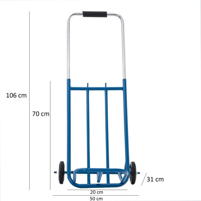 Carretilla de Mano Plegable Profesional CATTERHOUSE 50x51x106 cm de Acero con Capacidad de Carga 45 Kg Regulable a 2 Alturas - Imagen 4