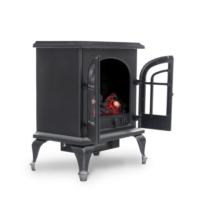 Estufa eléctrica 2000W Kekai Vulcano 47x31x64 cm con Simulación de Fuego Negra para Interior - Imagen 6