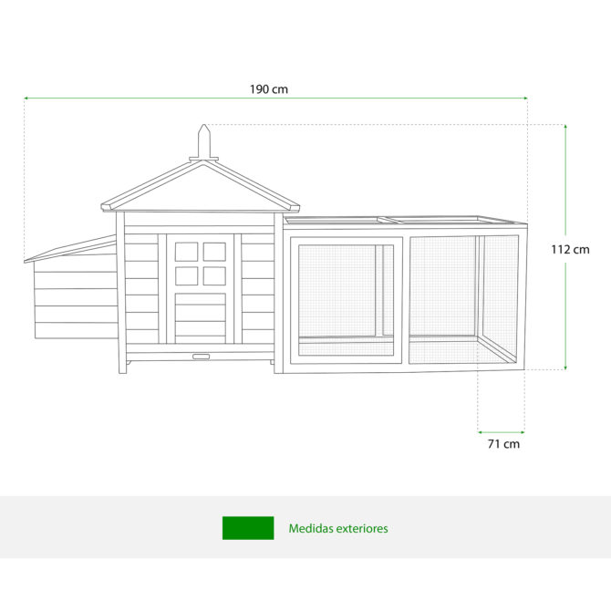 Gallinero de Madera y Metal Galvanizado Gardiun Indiana 73x196x99 cm para 2 Gallinas con Rampa y Dos Perchas Tejado a 4 Aguas - Imagen 4