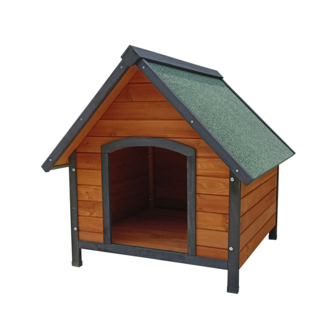 Caseta de Perro Pequeño de Madera Gardiun Sweet 72x76x76 cm con Tejado a 2 Aguas y Cubierta Asfáltica