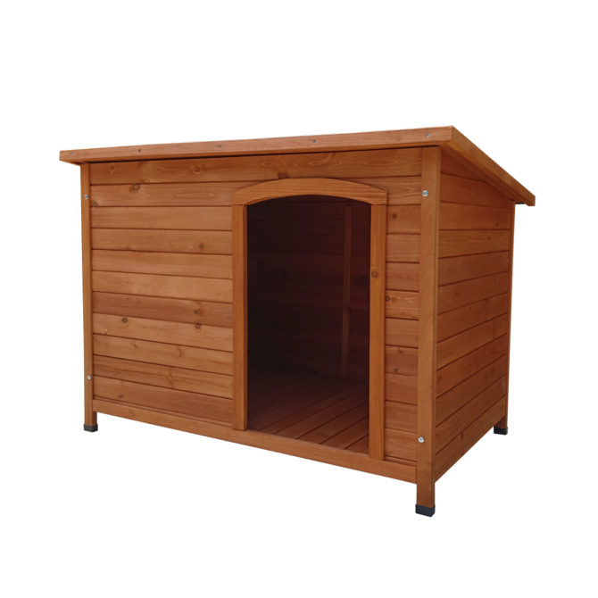 Caseta de Perro Grande de Madera Gardiun Lupy 116x76x82 cm con Tejado a 1 Agua y Cubierta Asfáltica