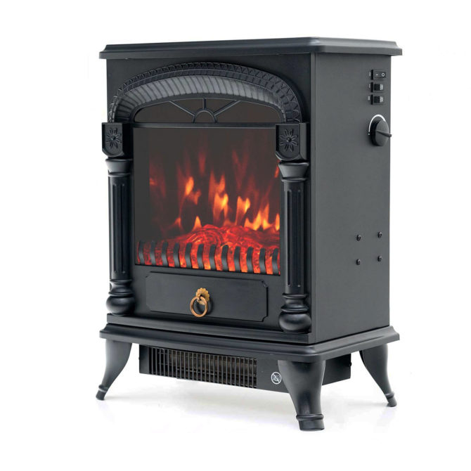 Chimenea Eléctrica de Suelo 1950W Kekai Arizona 37x23x51 cm con Simulación de Fuego Negra para Interior