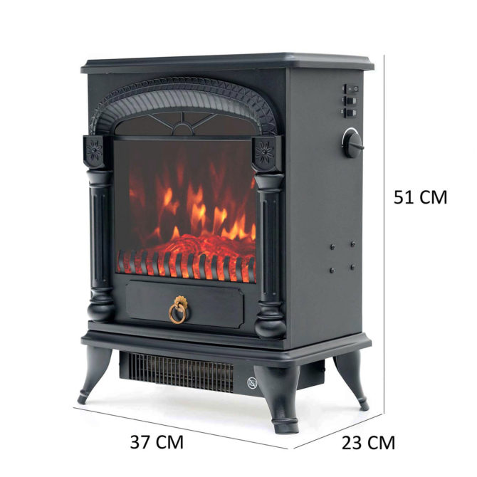 Chimenea Eléctrica de Suelo 1950W Kekai Arizona 37x23x51 cm con Simulación de Fuego Negra para Interior - Imagen 4