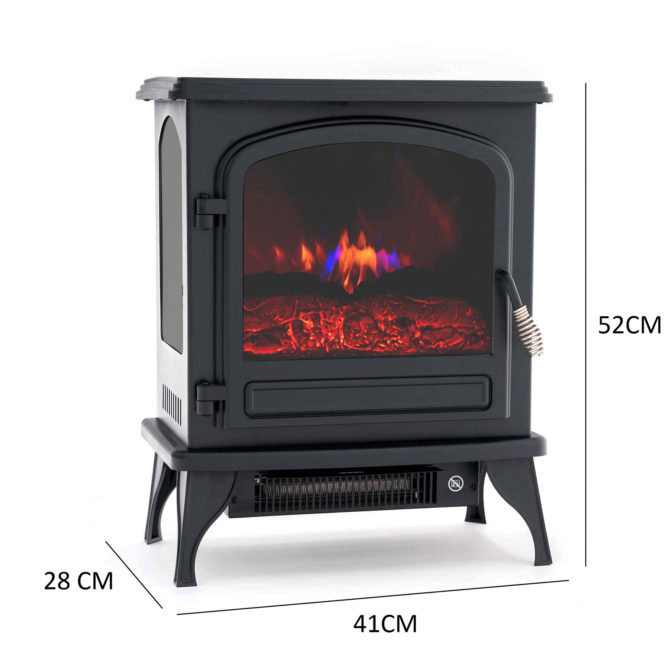 Chimenea Eléctrica 1950W Kekai Colorado 41x28x52 cm con Simulación de Fuego Negra para Interior - Imagen 4