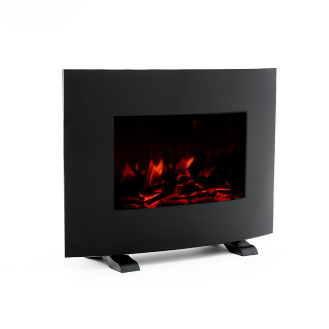 Chimenea Eléctrica de Pared 2000W Kekai Iowa 55x22x43 cm con Simulación de Fuego Negra Mando Incluido para Interior