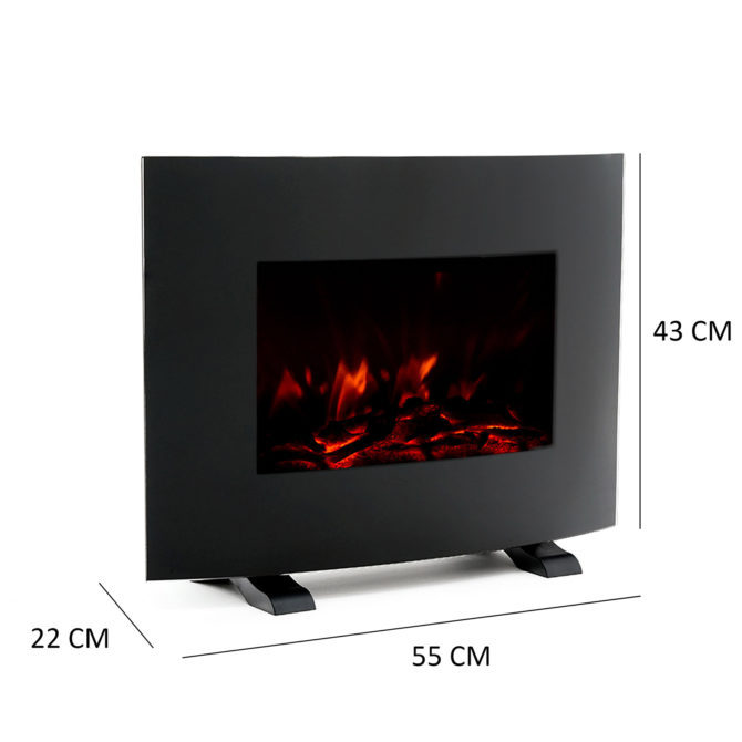 Chimenea Eléctrica de Pared 2000W Kekai Iowa 55x22x43 cm con Simulación de Fuego Negra Mando Incluido para Interior - Imagen 4