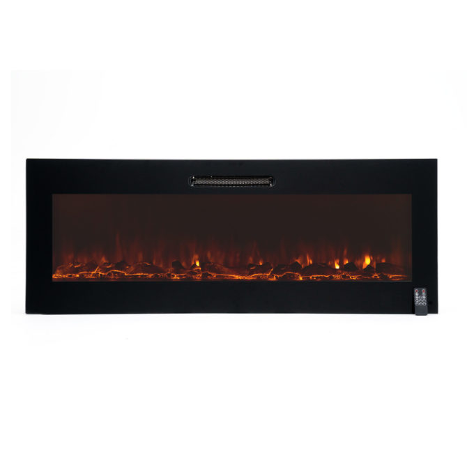 Chimenea Eléctrica de Pared Empotrable para Interior 2000W Kekai Oregon 127x16x48 cm con Simulación de Fuego 2 Niveles con Mando