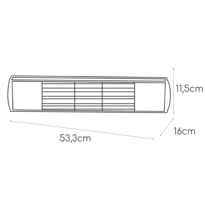 Calefactor Eléctrico de Pared Kekai Golden Tube 53,5x16x11,5 cm Infrarrojos Halógeno 1500W para Interior y Exterior - Imagen 4