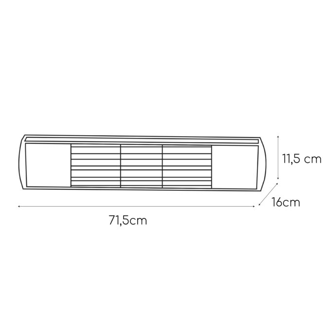 Calefactor Eléctrico de Pared Kekai Golden Tube 71,5x16x11,5 cm Infrarrojos Halógeno 2000W para Interior y Exterior - Imagen 4