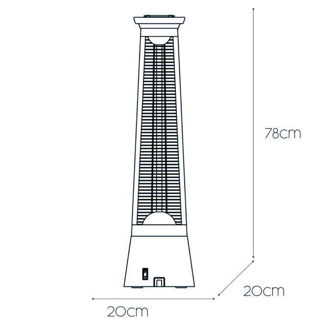 Calefactor Eléctrico Portátil Infrarrojos Kekai 20x20x78 cm Fibra de Carbono para Interior y Exterior 2000W - Imagen 4