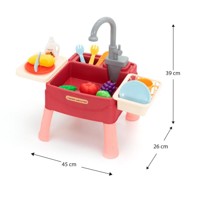 Fregadero Infantil con Circuito de Agua y Llave de Paso Robincool Basin of Wash 45x26x39 cm 23 Accesorios Incluidos - Imagen 4