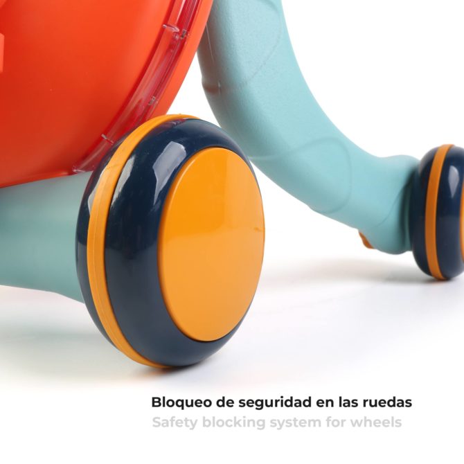 Andador para Bebés Robincool Baby Walker 43x45x52 cm Primeros Pasos con Bloqueo de Ruedas Color Naranja con Luz - Imagen 3