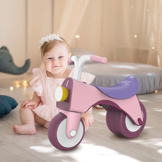 Bicicleta Sin Pedales de Equilibrio Infantil Robincool Balance Bike 55x28x41 cm Rosa con Luz y Sonido a partir de 1 Año - Imagen 2