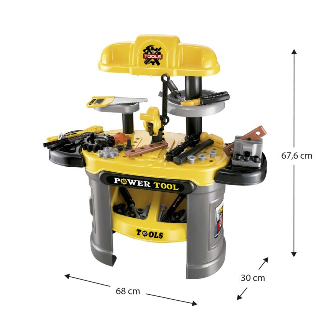 Banco de Herramientas de Juguete Robincool Tools 68x30x68 cm con Mecanismos Accionables y 36 Accesorios - Imagen 4