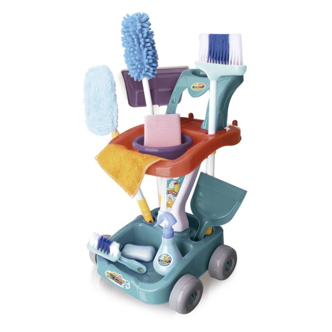 Carrito de Limpieza Infantil Robincool Cleaning Play Set 32x32x50 cm con Ruedas y 11 Accesorios Incluidos