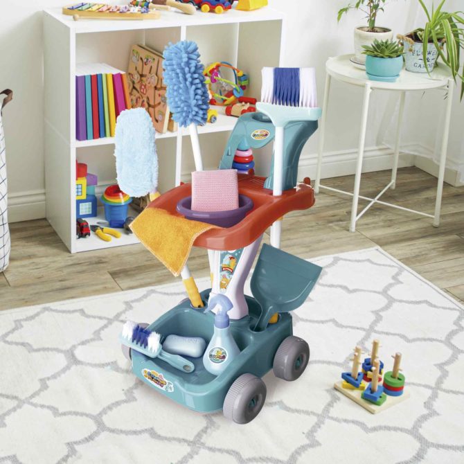 Carrito de Limpieza Infantil Robincool Cleaning Play Set 32x32x50 cm con Ruedas y 11 Accesorios Incluidos - Imagen 2