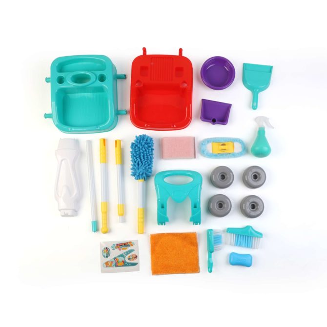 Carrito de Limpieza Infantil Robincool Cleaning Play Set 32x32x50 cm con Ruedas y 11 Accesorios Incluidos - Imagen 3