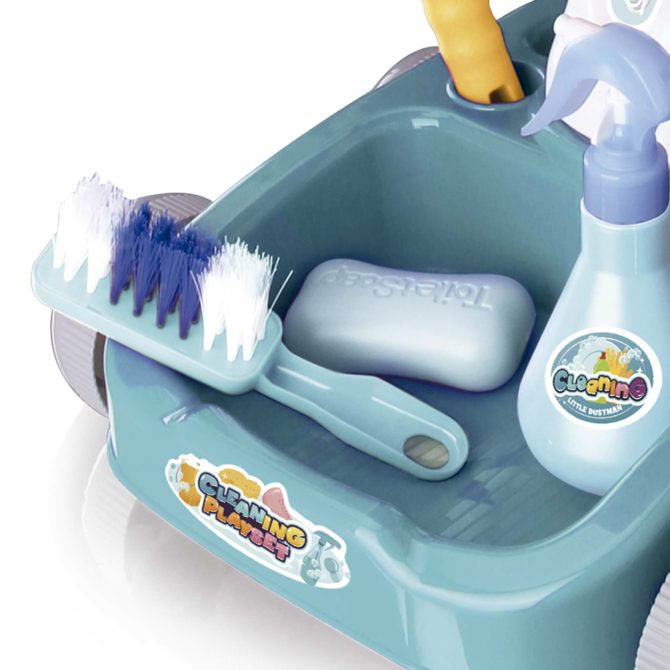 Carrito de Limpieza Infantil Robincool Cleaning Play Set 32x32x50 cm con Ruedas y 11 Accesorios Incluidos - Imagen 5