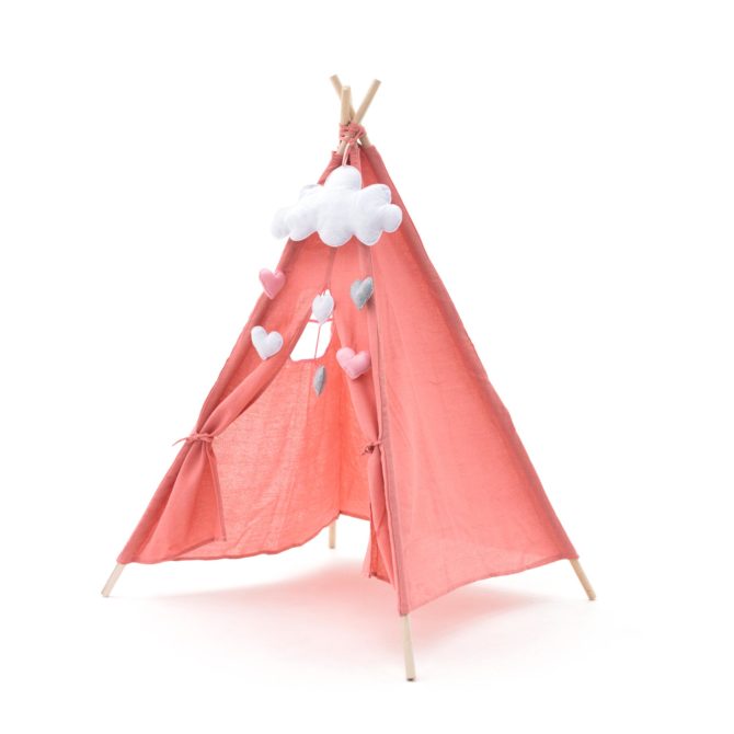 Tipi Infantil Montessori Robincool Kalpana 80x80x110 cm Plegable Uso Interior y Exterior Fabricado en Tela Rosa