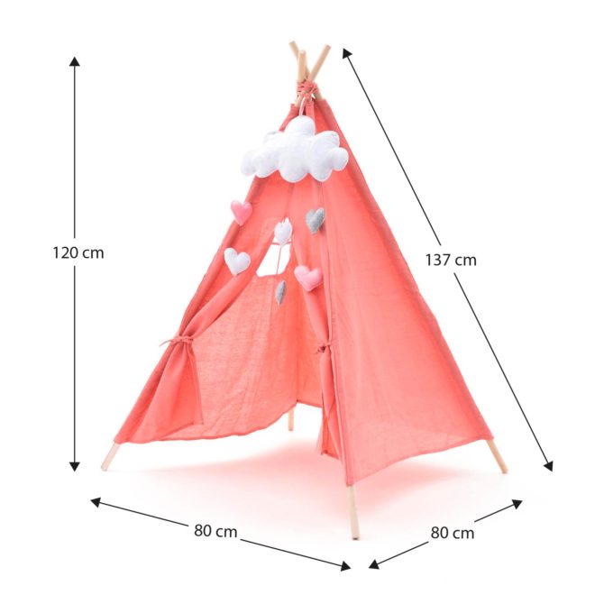 Tipi Infantil Montessori Robincool Kalpana 80x80x110 cm Plegable Uso Interior y Exterior Fabricado en Tela Rosa - Imagen 4