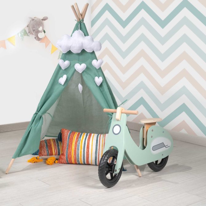 Tipi Infantil Montesori Robincool Kaplana 80x80x110 cm Plegable Uso Interior y Exterior Fabricado en Tela Verde - Imagen 2