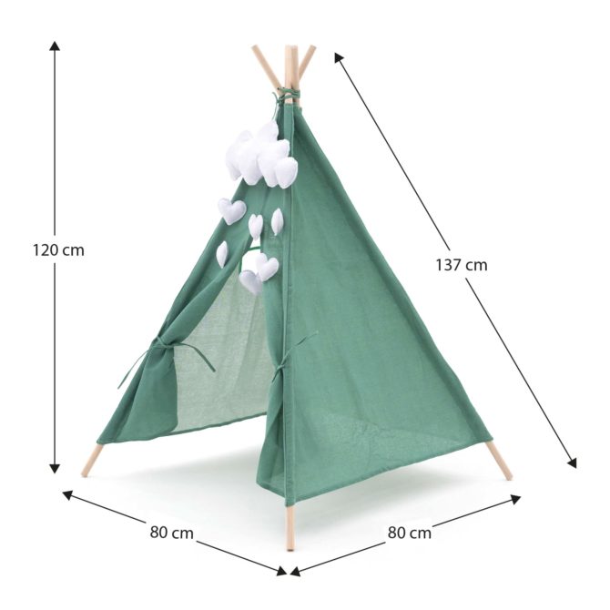 Tipi Infantil Montesori Robincool Kaplana 80x80x110 cm Plegable Uso Interior y Exterior Fabricado en Tela Verde - Imagen 4