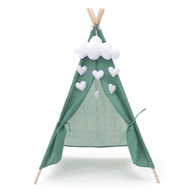 Tipi Infantil Montesori Robincool Kaplana 80x80x110 cm Plegable Uso Interior y Exterior Fabricado en Tela Verde - Imagen 5