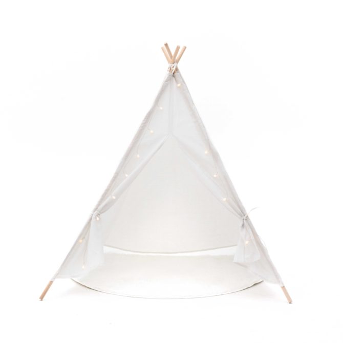 Tipi Infantil Montesori Robincool Koda 120x120x150 cm Plegable  Uso Interior y Exterior Fabricado en Tela Blanca Luces Alfombra - Imagen 5