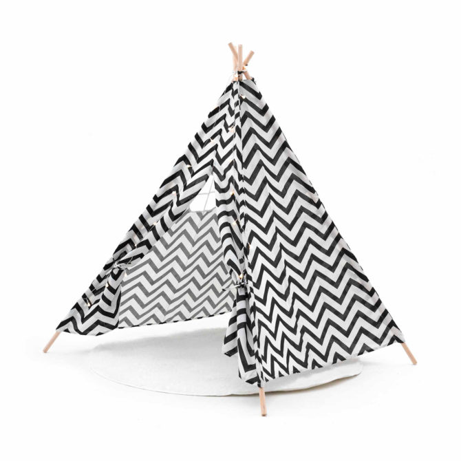 Tipi Infantil Montesori Robincool Koda 120x120x150 cm Plegable Uso Interior y Exterior Diseño Geométrico con Luces y Alfombra