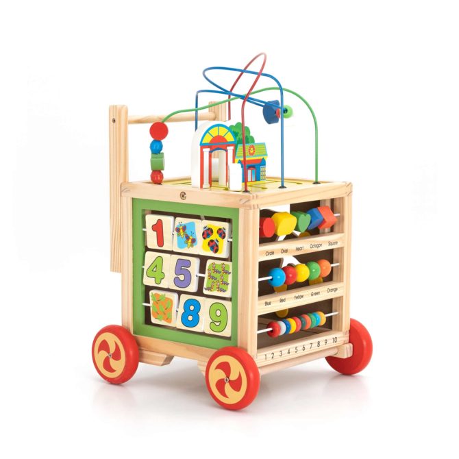 Andador para Bebés Multiactividades Montessori Robincool Corfù 33x33x45 cm de Madera Eco Estimula el Desarrollo Psicomotor