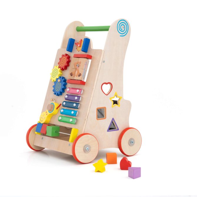 Andador para Bebés Multiactividades Montessori Robincool Salamina 33x31,5x52 cm de Madera Eco Estimula el Desarrollo Psicomotor