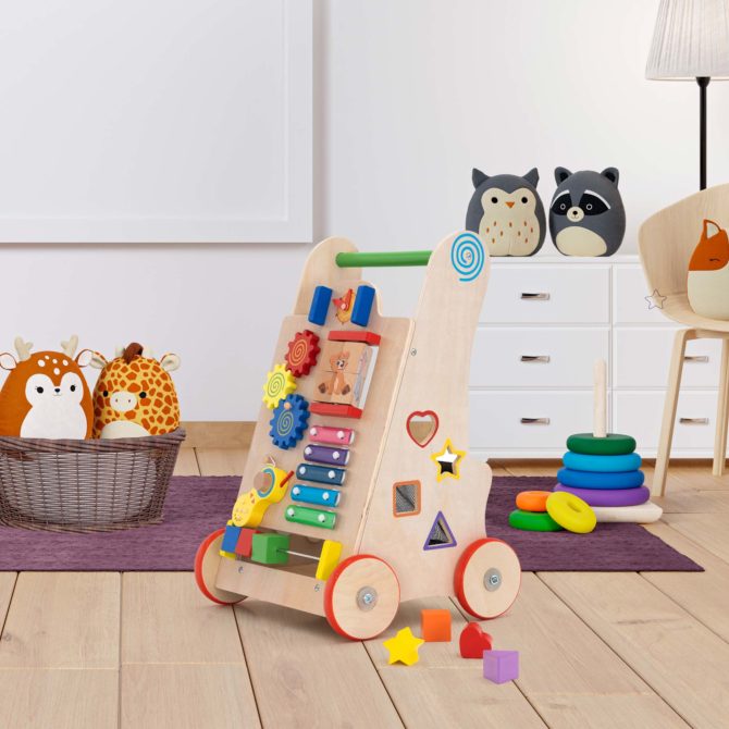 Andador para Bebés Multiactividades Montessori Robincool Salamina 33x31,5x52 cm de Madera Eco Estimula el Desarrollo Psicomotor - Imagen 2