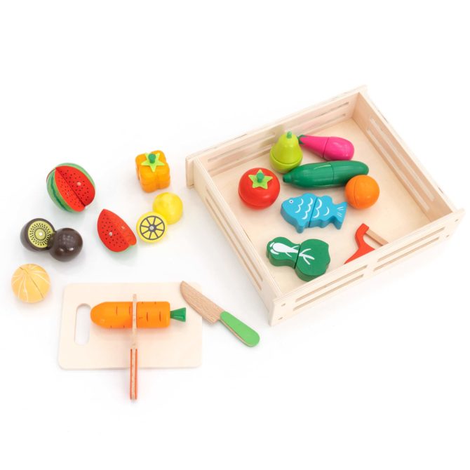 Bandeja de Comida de Juguete Montessori Robincool Eco Fruit Fabricado con Madera Ecológica Vegetales Imantados y 17 Accesorios Incluidos - Imagen 5