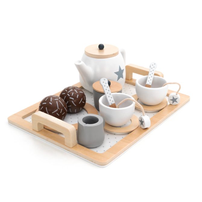 Juego de Té de Juguete Montessori Robincool Tea Caprizze 27x21x10 cm de Madera Eco con Bandeja Tetera y Accesorios Incluidos - Imagen 5