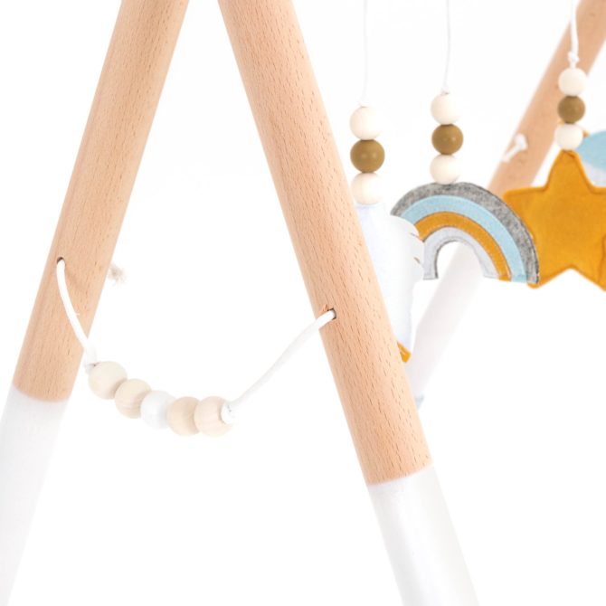 Gimnasio para Bebé Montessori Robincool Hanger 60x44x57 cm Madera Ecológica | Gimnasio de Actividades | Arco de Juego Multicolor | Patas Antideslizantes - Imagen 5