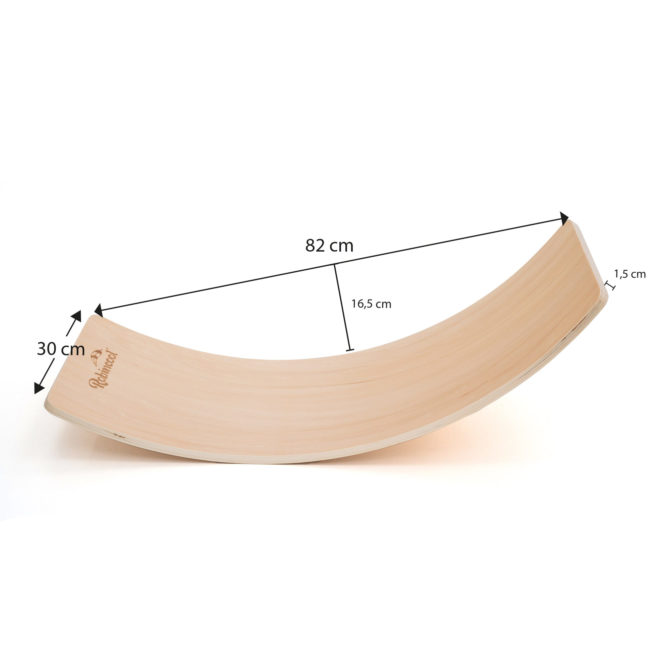 Tabla de Equilibrio Montessori Robincool Curvy 82x30x19 cm Madera Ecológica | Certificado CE | Peso Máximo 60 Kg | A partir de +12 meses (1 año) | Tabla Curva Wobbel | Balance Board | Acabado Natural - Imagen 4