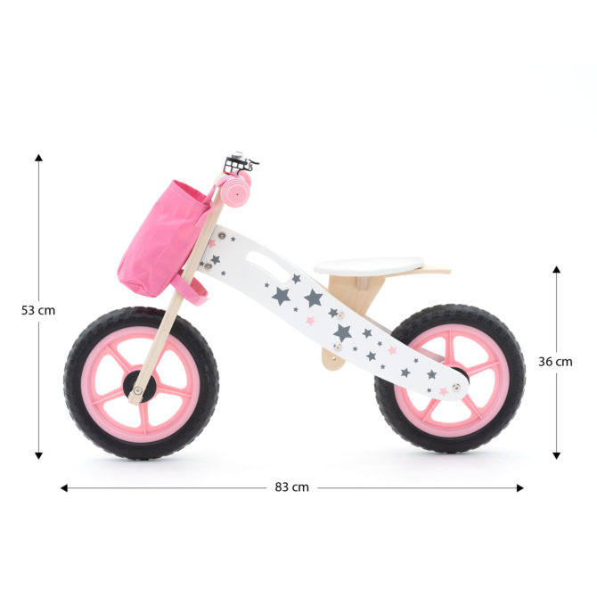 Bicicleta Sin Pedales Montessori Robincool Street Circuit 83x36x53 cm Correpasillos de Madera Rosa con Timbre y Bolsa de Tela - Imagen 4