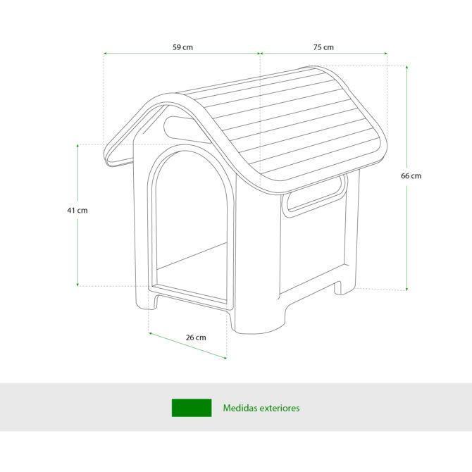 Caseta de Perro Pequeño Gardiun Kira 59x75x66 cm Fabricado en Resina Color Beige/Verde - Imagen 4