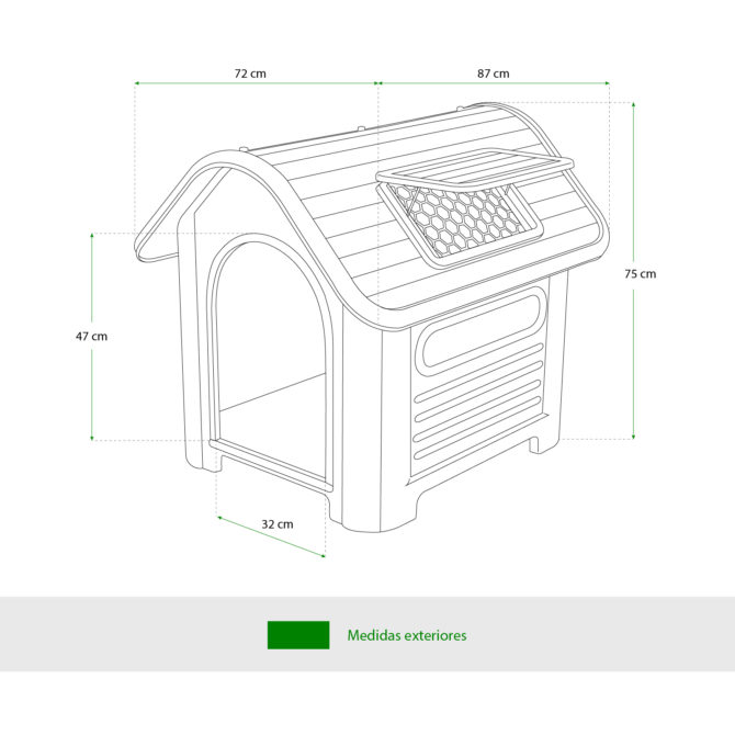 Caseta de Perro Mediano Gardiun Dakota 72x87x75 cm Fabricada en Resina Color Beige/Verde - Imagen 4