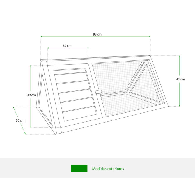 Conejera Jaula de Madera Gardiun Bunny 50x97x41 cm Tamaño Compacto con Rejilla - Imagen 4