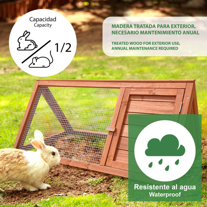 Conejera Jaula de Madera Gardiun Bunny 50x97x41 cm Tamaño Compacto con Rejilla - Imagen 5