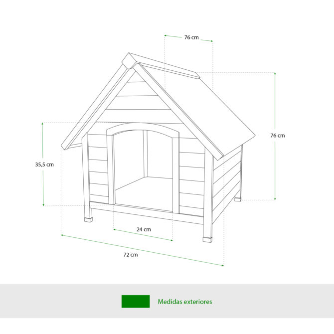 Caseta de Perro Pequeño de Madera Gardiun Sweet 72x76x76 cm con Tejado a 2 Aguas y Cubierta Asfáltica - Imagen 5