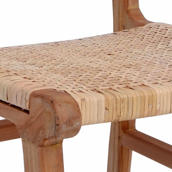 Silla de Madera de Teka para Comedor Chillvert Parma 42x56x88 cm con Asiento y Respaldo de Mimbre Natural - Imagen 3