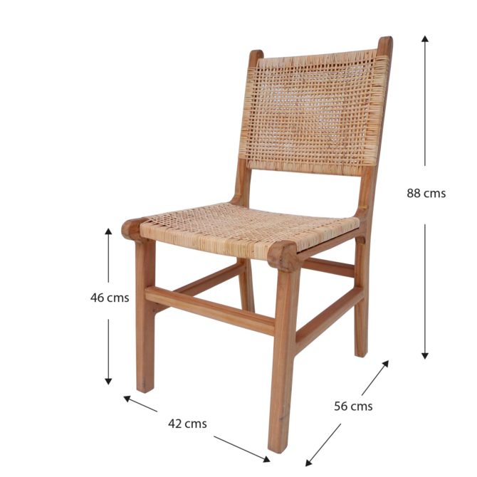 Silla de Madera de Teka para Comedor Chillvert Parma 42x56x88 cm con Asiento y Respaldo de Mimbre Natural - Imagen 4