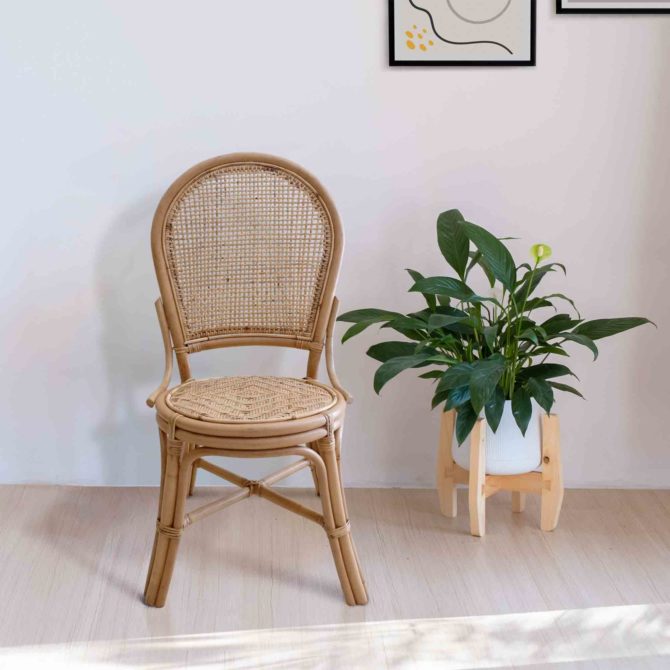 Silla de Ratán Natural para Comedor Chillvert Parma 46x50x97 cm con Asiento y Respaldo de Mimbre Natural - Imagen 2