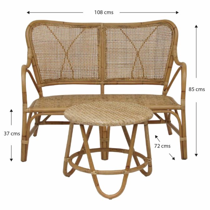 Conjunto de Sofá, 2 Sillas y 2 Mesas Auxiliares para Jardín 4 Personas Chillvert Parma 108x72x85 cm Ratán Natural y Mimbre - Imagen 4